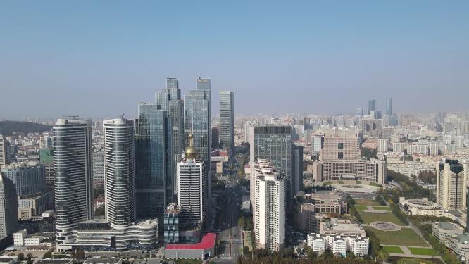 山东青岛城市CBD航拍