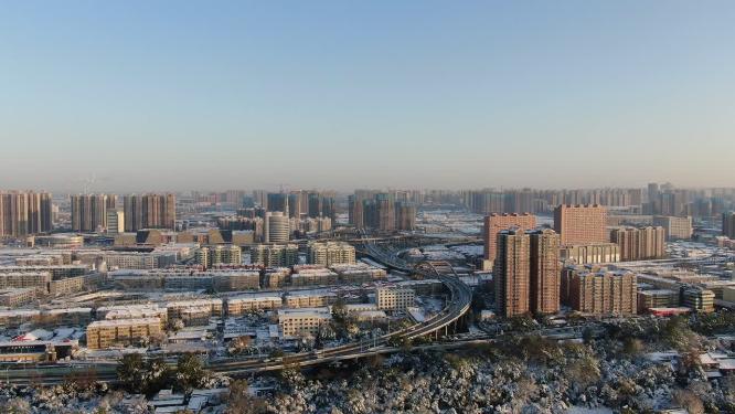 旅游景区山东济南大明湖5A冬天雪景