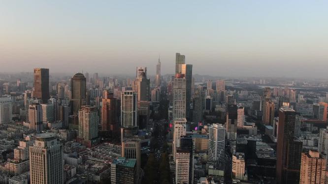 江苏南京城市清晨航拍