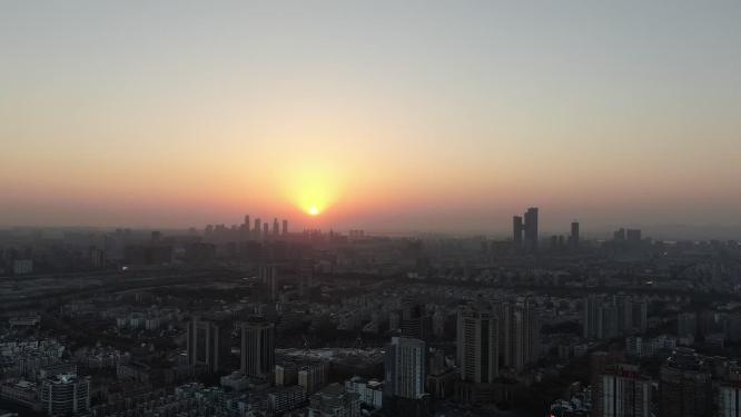 江苏南京日落晚霞夕阳航拍