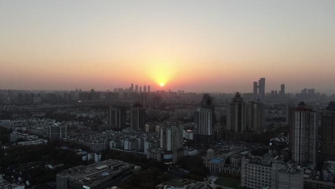 江苏南京日落晚霞夕阳航拍