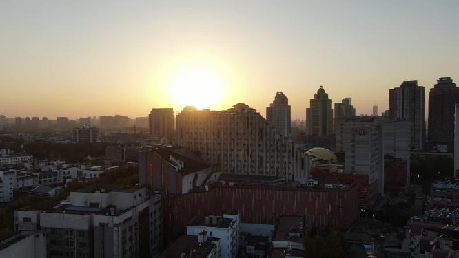 江苏南京日落晚霞夕阳航拍