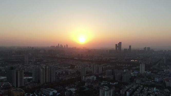 江苏南京日落晚霞夕阳航拍