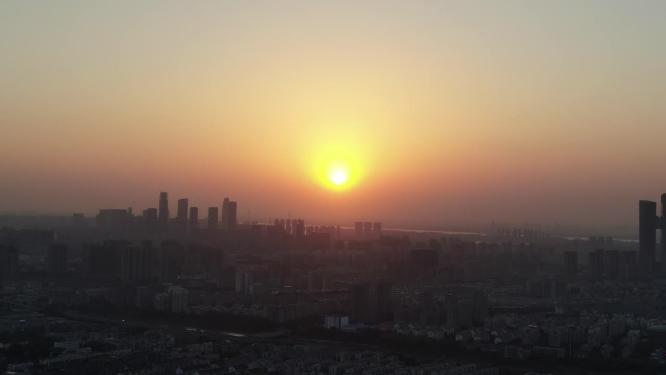 江苏南京日落晚霞夕阳航拍
