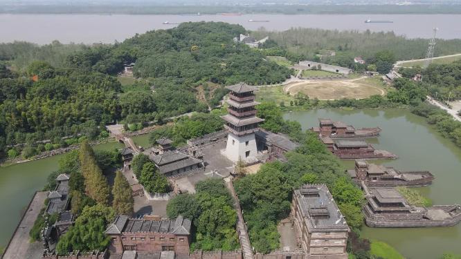 湖北赤壁三国古战场5A景区航拍