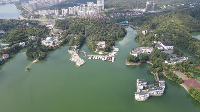 湖北赤壁陆水湖4A景区航拍