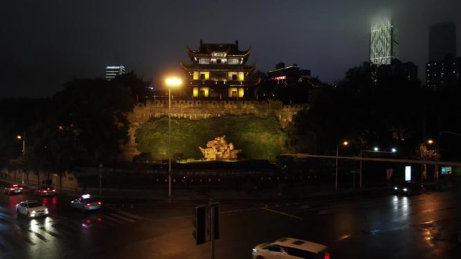 湖南长沙天心阁夜景航拍