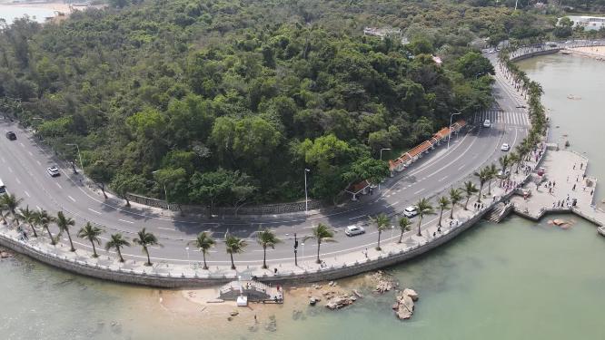 航拍广东珠海情侣路