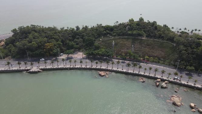 航拍广东珠海情侣路