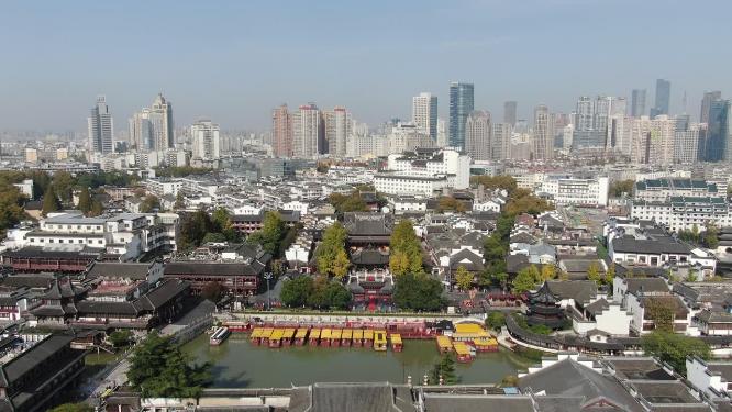 航拍南京秦淮河夫子庙5A景区