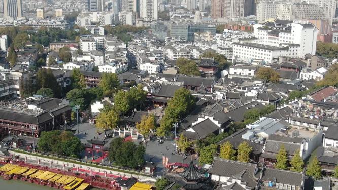 航拍南京秦淮河夫子庙5A景区