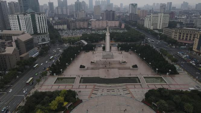 航拍南昌八一广场八一纪念塔