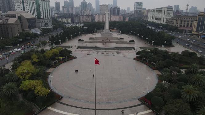 航拍南昌八一广场八一纪念塔