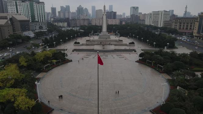 航拍南昌八一广场八一纪念塔
