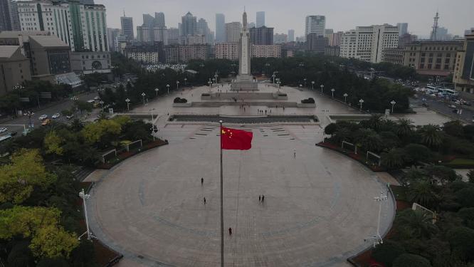 航拍南昌八一广场八一纪念塔