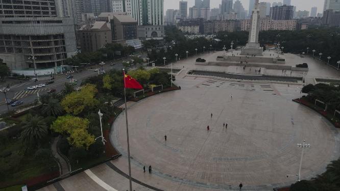 航拍南昌八一广场八一纪念塔