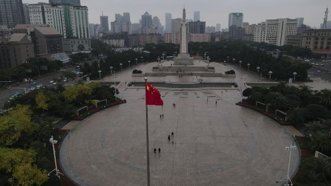 航拍南昌八一广场八一纪念塔