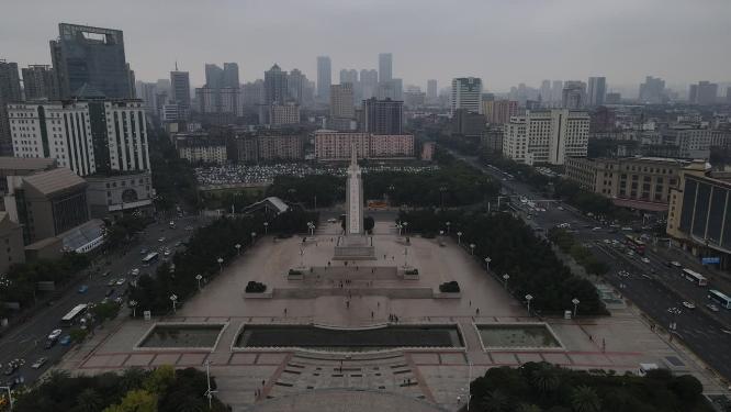 航拍南昌八一广场八一纪念塔