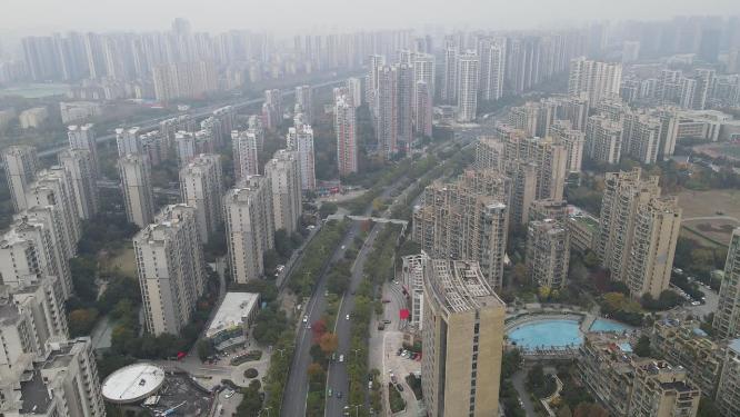 航拍安徽合肥城市交通