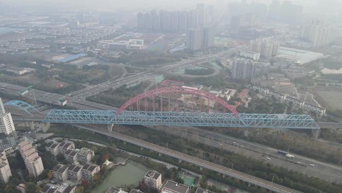 航拍安徽合肥城市轨道交通桥梁