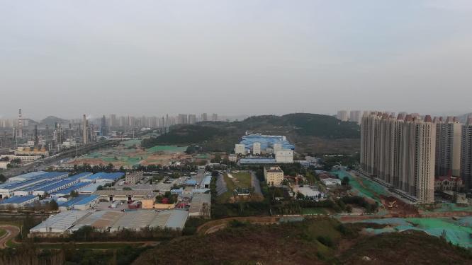 航拍山东济南工业园区厂房