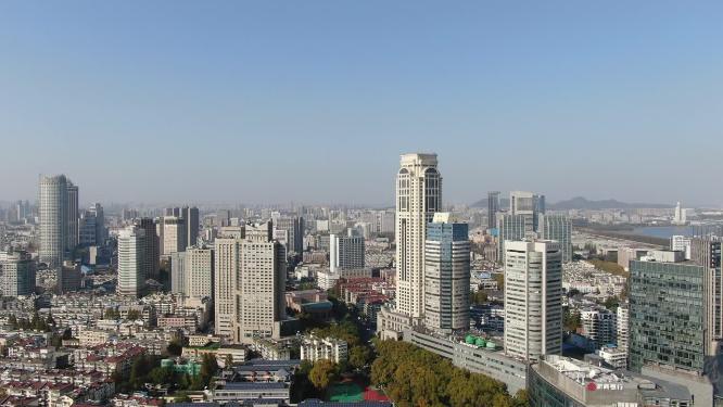 航拍江苏南京城市建设高楼建筑