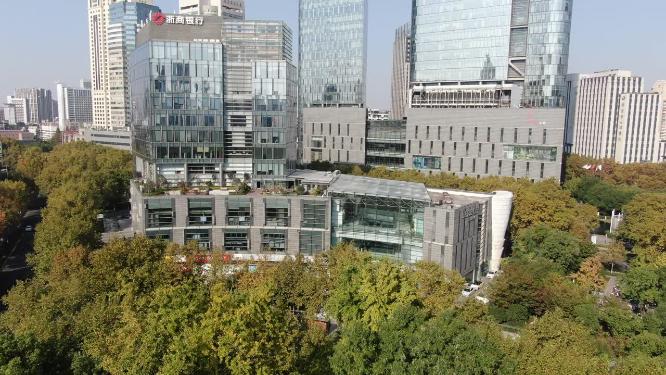 航拍江苏南京城市建设高楼建筑