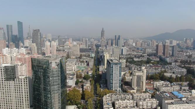 航拍江苏南京城市建设高楼建筑