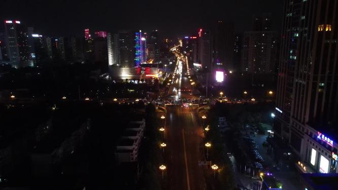 航拍河北石家庄城市夜景