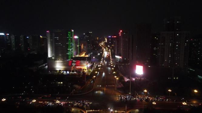 航拍河北石家庄正定古城夜景灯光