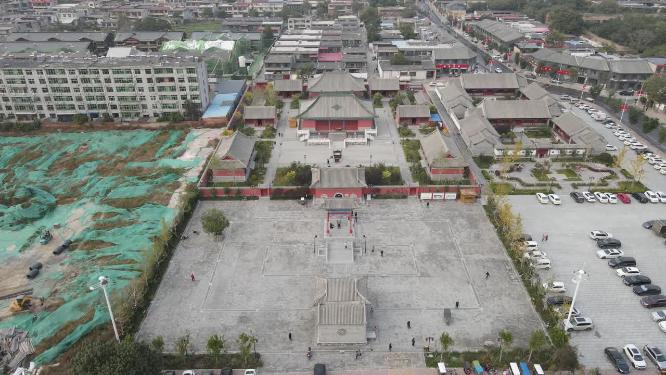 航拍河北石家庄正定古城文庙