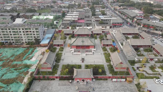 航拍河北石家庄正定古城文庙