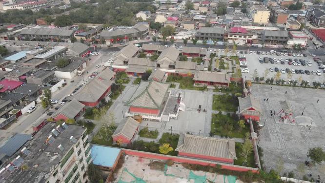 航拍河北石家庄正定古城文庙