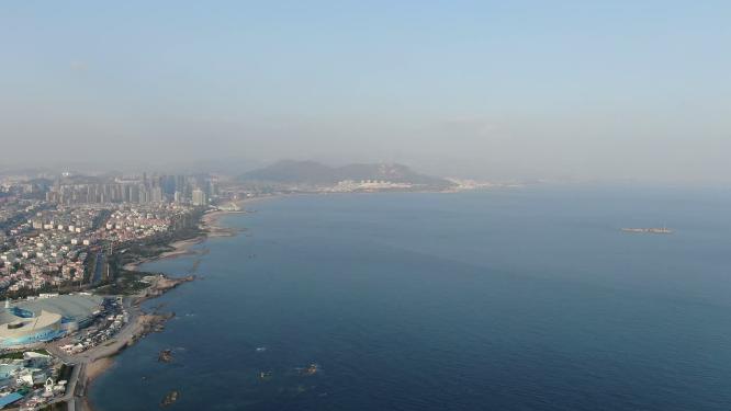 航拍青岛大海风景