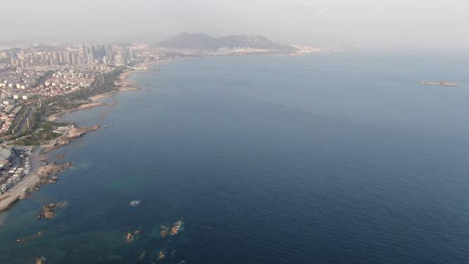 航拍青岛大海风景