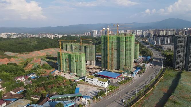 城市房地产施工工地航拍