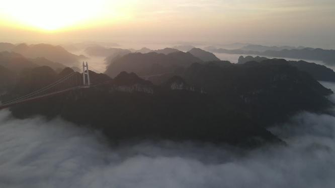 旅游景区湖南湘西德夯大峡谷云海
