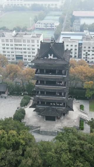 旅游景区航拍安徽合肥包公园清风阁