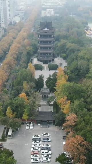 旅游景区航拍安徽合肥包公园清风阁