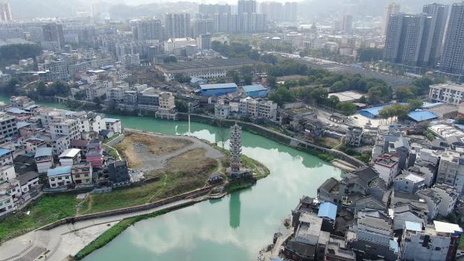 湖南吉首乾州古城4A景区航拍