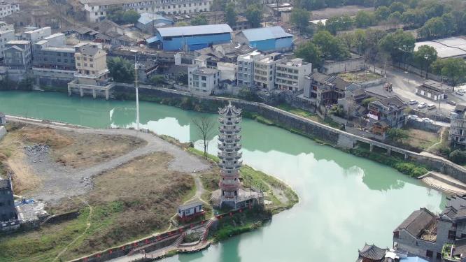 湖南吉首乾州古城4A景区航拍