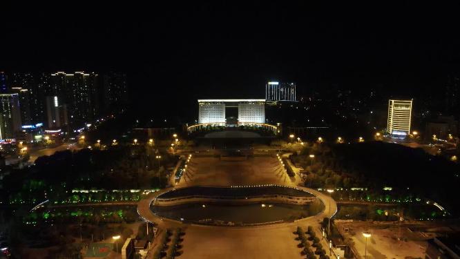 湖南吉首市政府夜景航拍