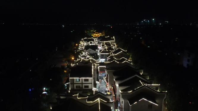 湖南岳阳汴河街夜景航拍