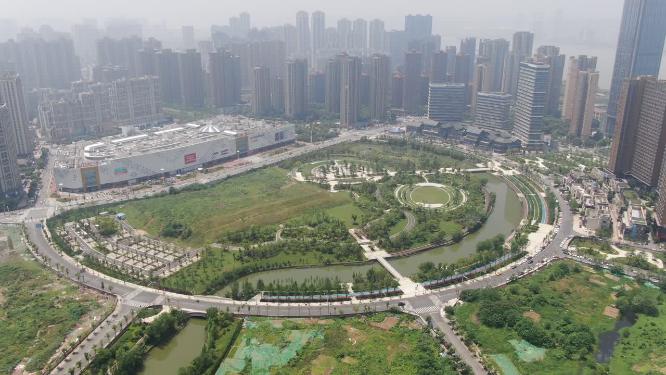 航拍南昌朝阳中央公园