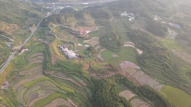 航拍山川丘陵地貌农业种植
