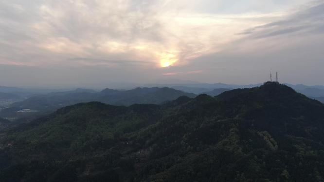航拍山川日落晚霞夕阳