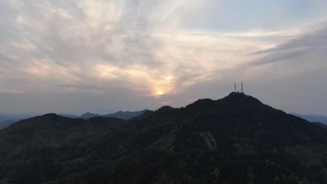 航拍山川日落晚霞夕阳