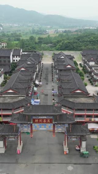 航拍江西九江庐山东林古镇