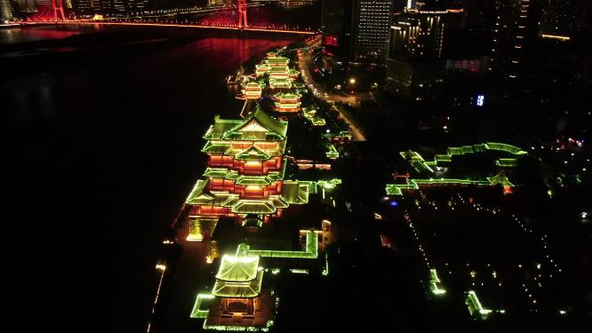 航拍江西南昌滕王阁夜景灯光