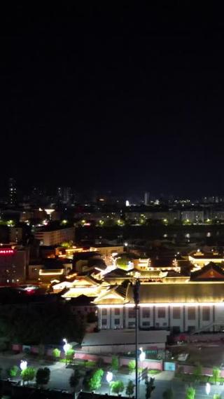 航拍江西抚州文昌里历史文化街区夜景